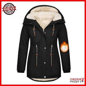 Plus Size Winter Parka Coat Heavy Cotton Fleece Lined Hoody Cold Weather